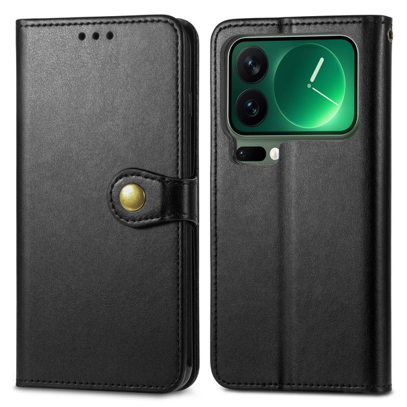 Δερματινη Θηκη Xiaomi 17 Pro Max Χρυσό Κούμπωμα