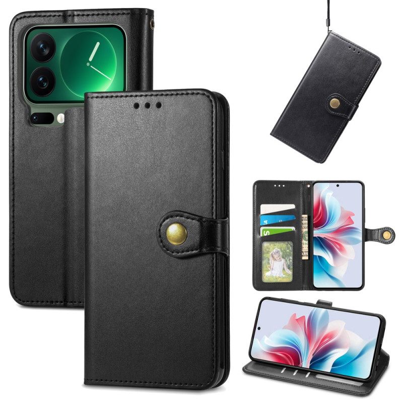 Δερματινη Θηκη Xiaomi 17 Pro Max Χρυσό Κούμπωμα