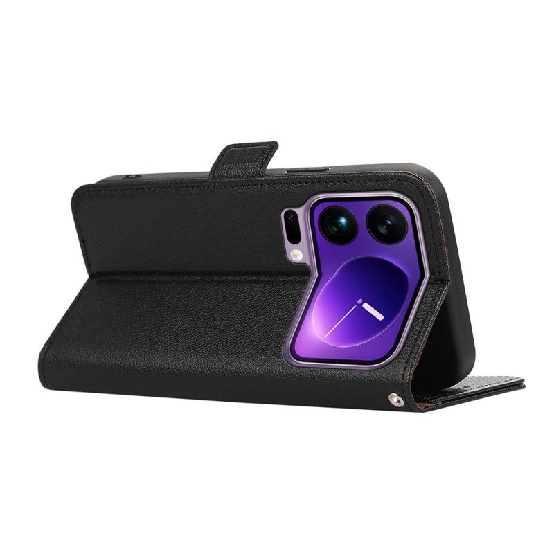 Δερματινη Θηκη Xiaomi 17 Pro Max Υφή Λίτσι Με Κλείδωμα Rfid