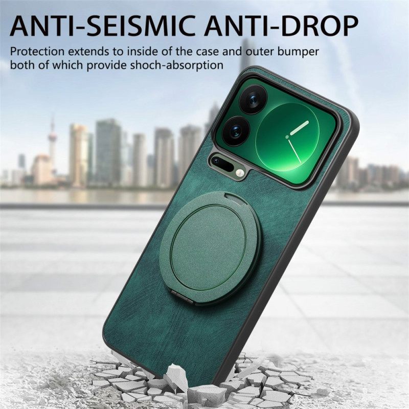 Κάλυμμα Xiaomi 17 Pro Max Περιστρεφόμενη Βάση Και Υφή Ρετρό Δέρματος