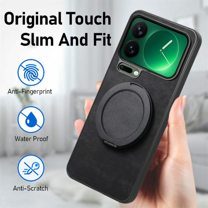 Κάλυμμα Xiaomi 17 Pro Max Περιστρεφόμενη Βάση Και Υφή Ρετρό Δέρματος