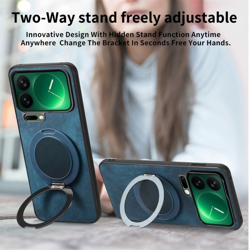 Κάλυμμα Xiaomi 17 Pro Max Περιστρεφόμενη Βάση Και Υφή Ρετρό Δέρματος