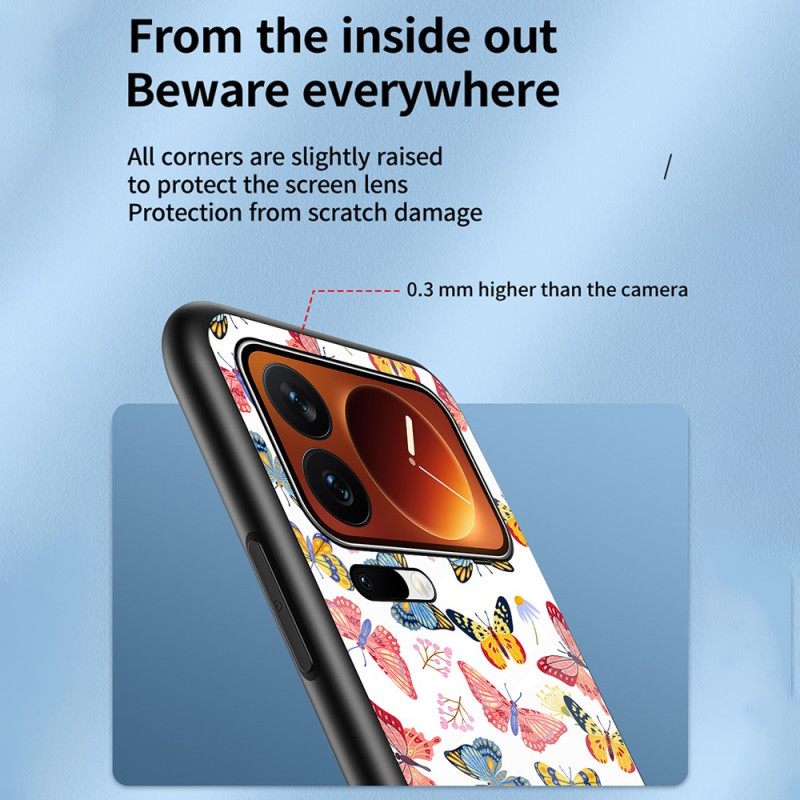 Κάλυμμα Xiaomi 17 Pro Max Θήκες Κινητών Σχέδιο Πεταλούδας Από Σκληρυμένο Γυαλί