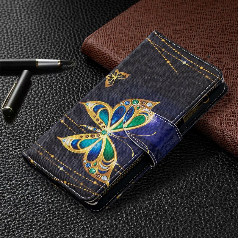 Κάλυμμα Poco X3 / X3 Pro / X3 NFC Τσέπη Με Πεταλούδες Με Φερμουάρ