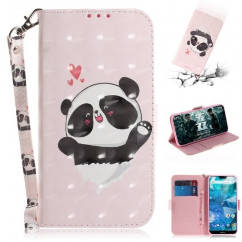 Κάλυμμα Nokia 7.1 με κορδονι Panda Love With Strap