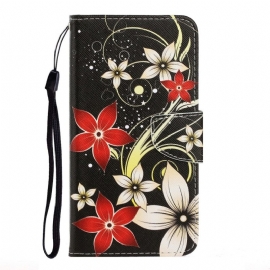 Θήκη Flip Xiaomi Redmi Note 11 Pro Plus 5G με κορδονι Πολύχρωμα Λουλούδια Με Λουράκι