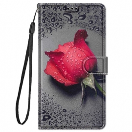 Θήκη Flip Xiaomi Redmi Note 11 Pro Plus 5G Τριαντάφυλλα Με Λουράκι