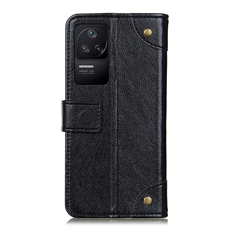 Κάλυμμα Poco F4 Vintage Rivets Nappa Leather Style