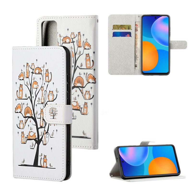 Κάλυμμα Honor 10X Lite με κορδονι Funky Cats Με Λουράκι