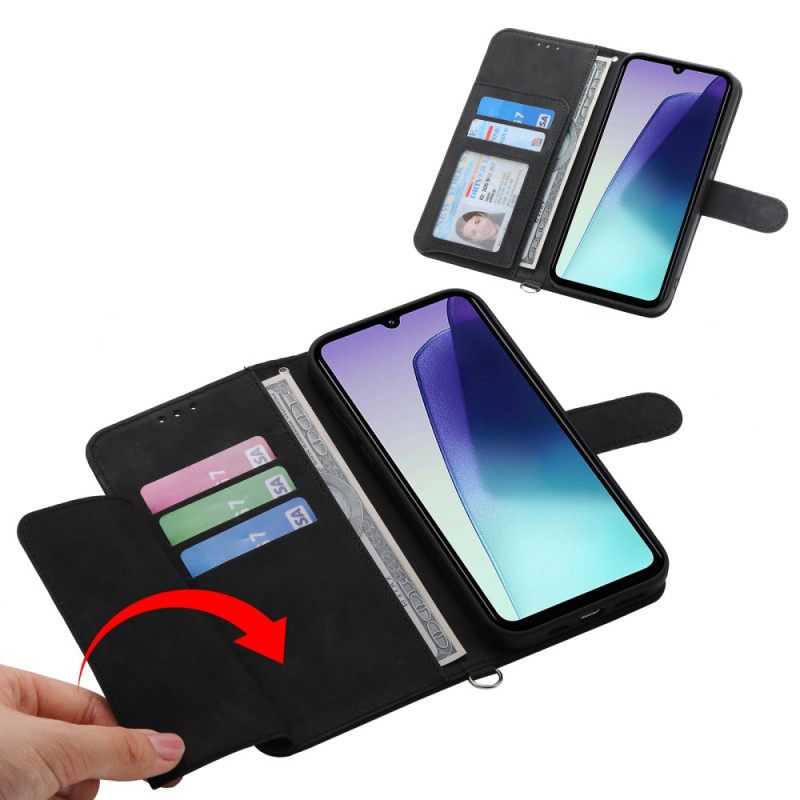 Δερματινη Θηκη Poco C75 Δαντέλα Με Εφέ Σουέτ Με Λουράκι Και Λουράκι Ώμου