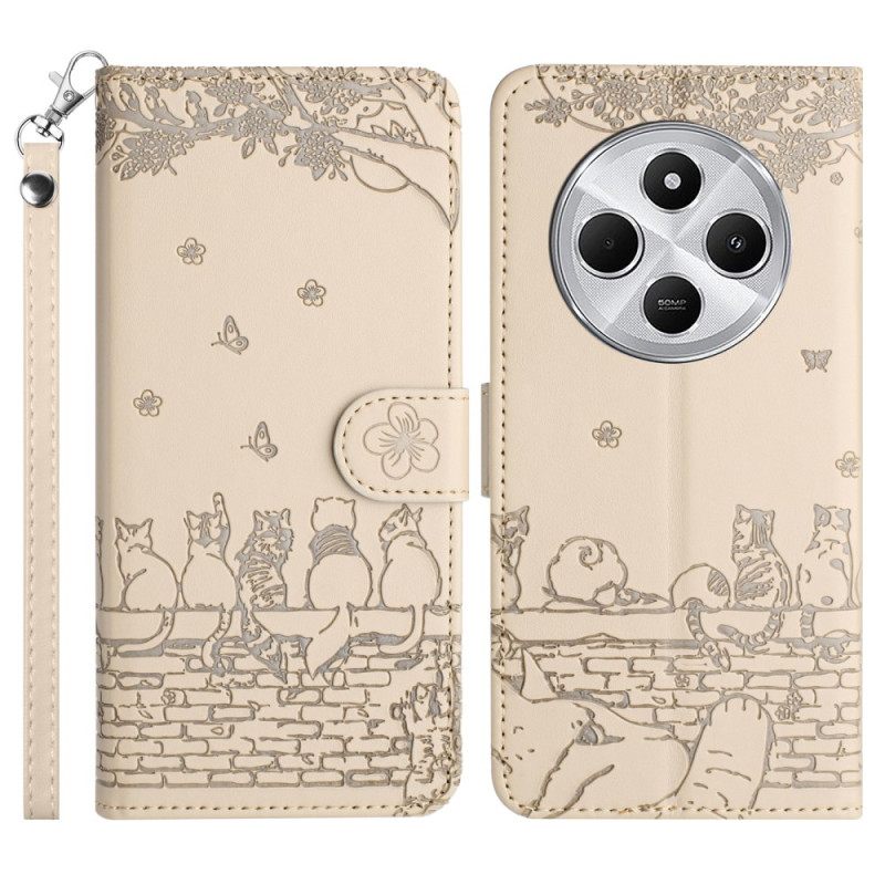 Δερματινη Θηκη Poco C75 Γάτες Με Λουρί