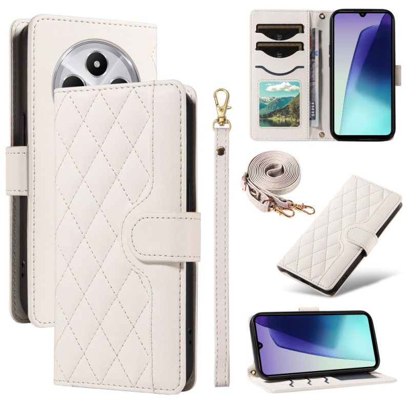 Δερματινη Θηκη Poco C75 Καπιτονέ Με Λουράκι Ώμου Και Βραχιόλι