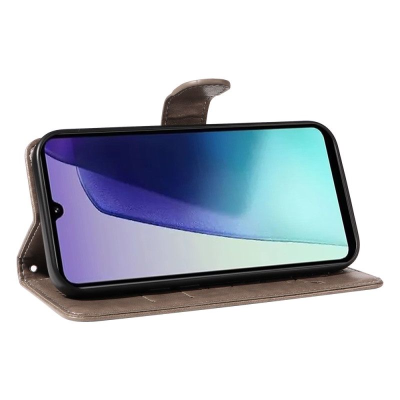 Δερματινη Θηκη Poco C75 Λουλουδάτο Σχέδιο Με Τιράντες Σιλικόνης