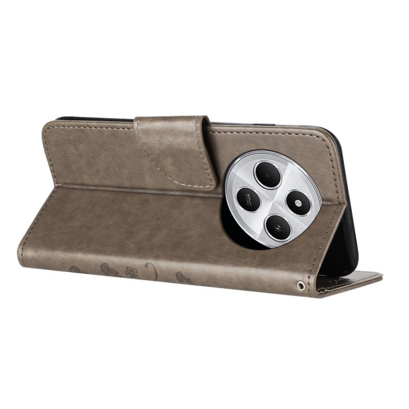 Δερματινη Θηκη Poco C75 Λουλούδια Και Πεταλούδες Με Κορδόνι