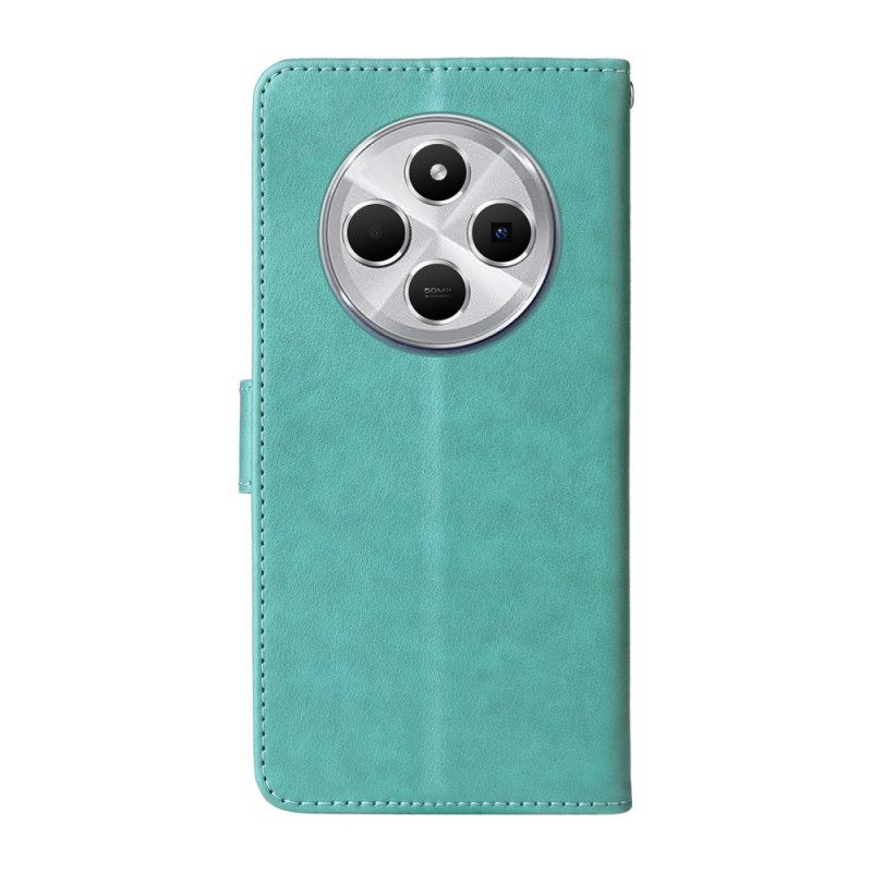 Δερματινη Θηκη Poco C75 Λουλούδια Και Πεταλούδες Με Κορδόνι