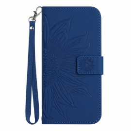 Δερματινη Θηκη Poco C75 Σχέδιο Ηλίανθου Με Τιράντες