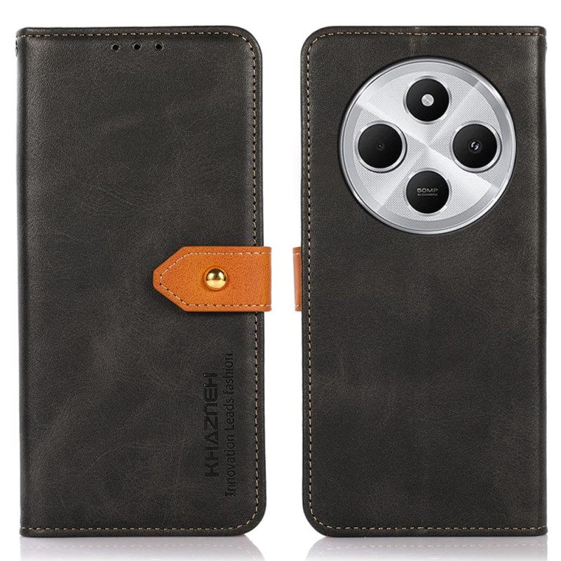 Δερματινη Θηκη Poco C75 Χρυσό Κουμπί Khazneh