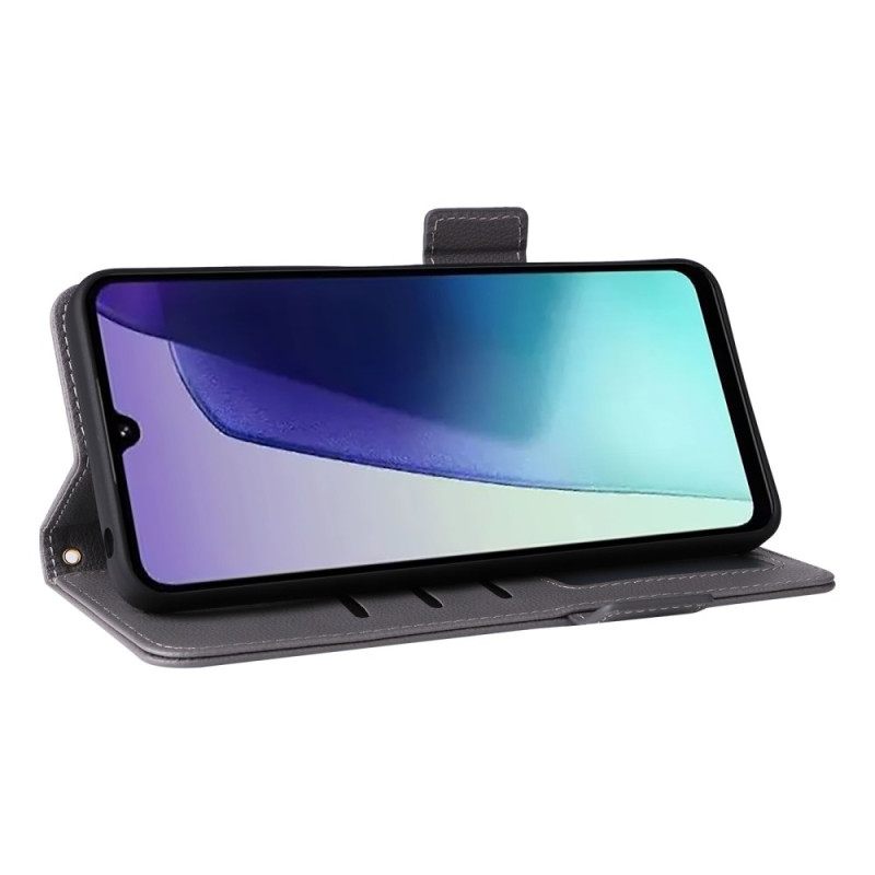 Δερματινη Θηκη Poco C75 Υφή Λίτσι Με Τιράντες Σιλικόνης