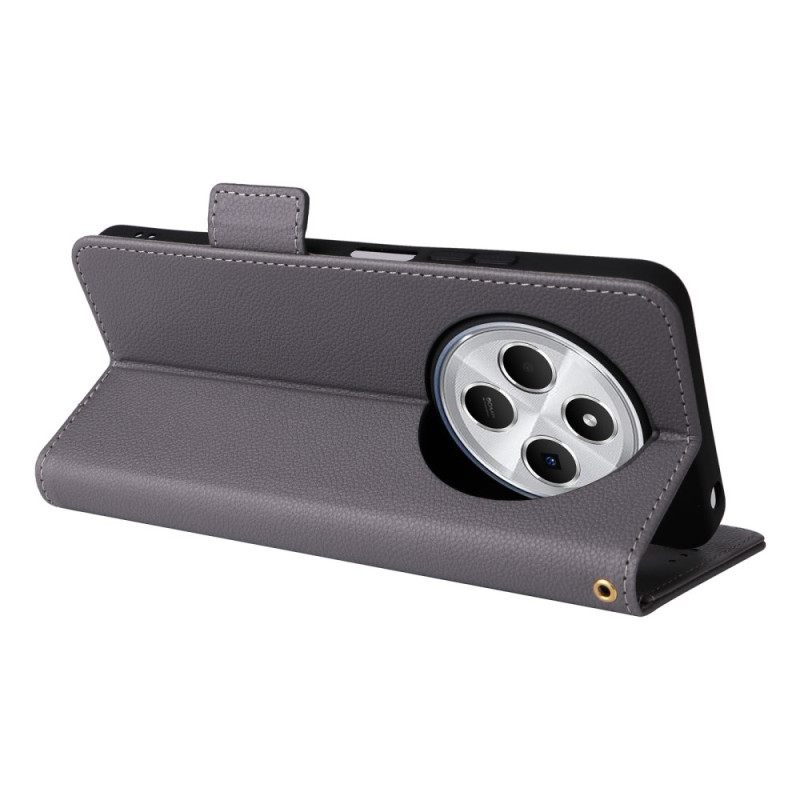 Δερματινη Θηκη Poco C75 Υφή Λίτσι Με Τιράντες Σιλικόνης