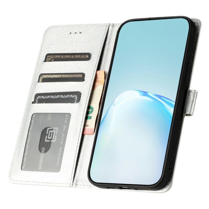 Δερματινη Θηκη Poco C75 Υφή Μεταξιού Με Λουράκι