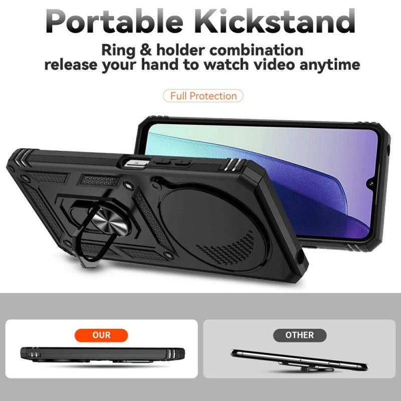 Κάλυμμα Poco C75 Θήκη Δαχτυλιδιού Kadem Με Λουλούδι Και Στρας Και Κάλυμμα Κάμερας