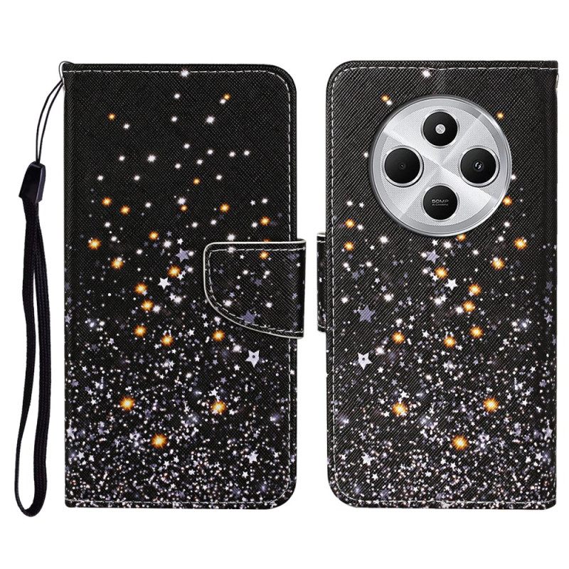 Θηκη Κινητου Poco C75 Μαύρο Πεντάγραμμο Patchwork Με Λουρί