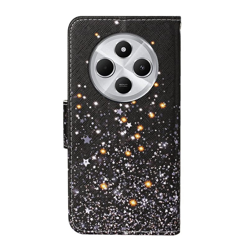 Θηκη Κινητου Poco C75 Μαύρο Πεντάγραμμο Patchwork Με Λουρί