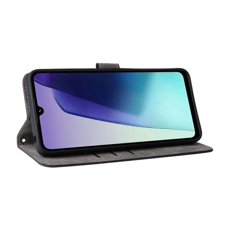 Θηκη Κινητου Poco C75 Rfid Με Εφέ Σουέτ Και Λουράκι