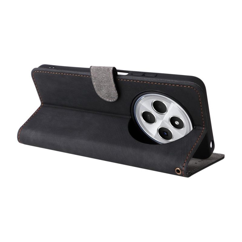 Θηκη Κινητου Poco C75 Rfid Με Εφέ Σουέτ Και Λουράκι