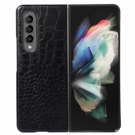 Θήκη Samsung Galaxy Z Fold 4 Μοντέρνο Εφέ Κροκόδειλου Από Γνήσιο Δέρμα