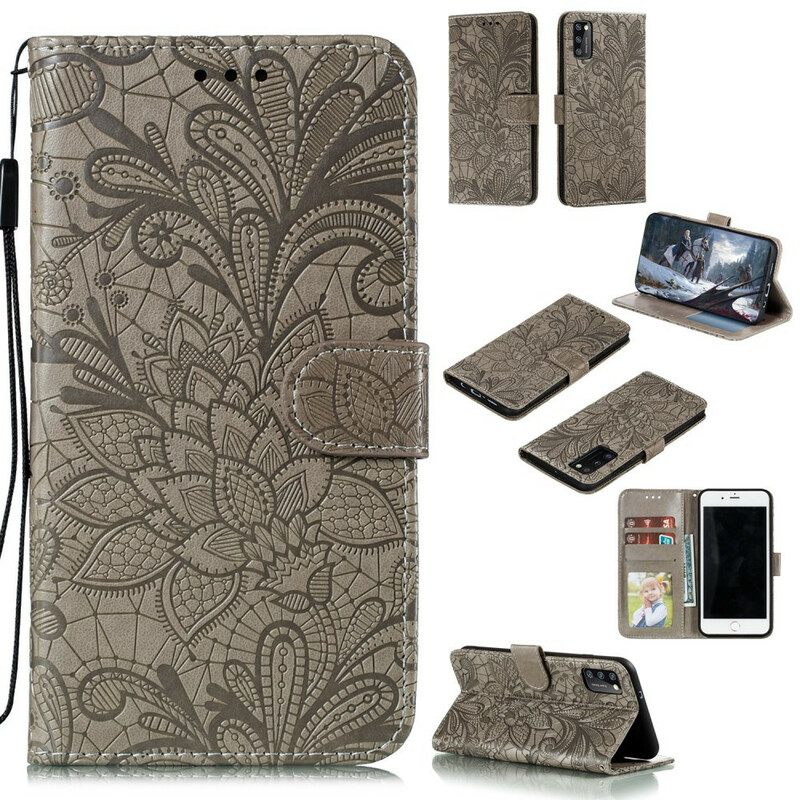 Κάλυμμα Samsung Galaxy A41 με κορδονι Tribal Strap Flowers