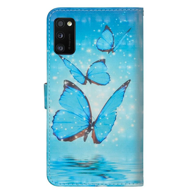 Κάλυμμα Samsung Galaxy A41 Πετώντας Μπλε Πεταλούδες