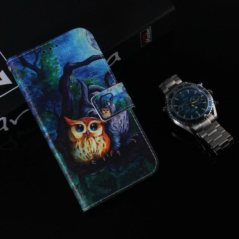 Θήκη Flip Samsung Galaxy A41 Ζωγραφική Με Κουκουβάγιες