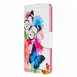 Θήκη Flip Samsung Galaxy A41 Ζωγραφισμένες Πεταλούδες Και Λουλούδια