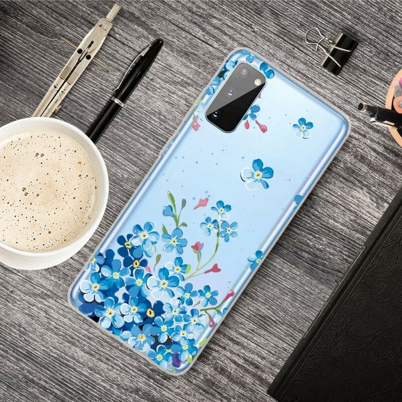 Θήκη Samsung Galaxy A41 Μπλε Λουλούδια