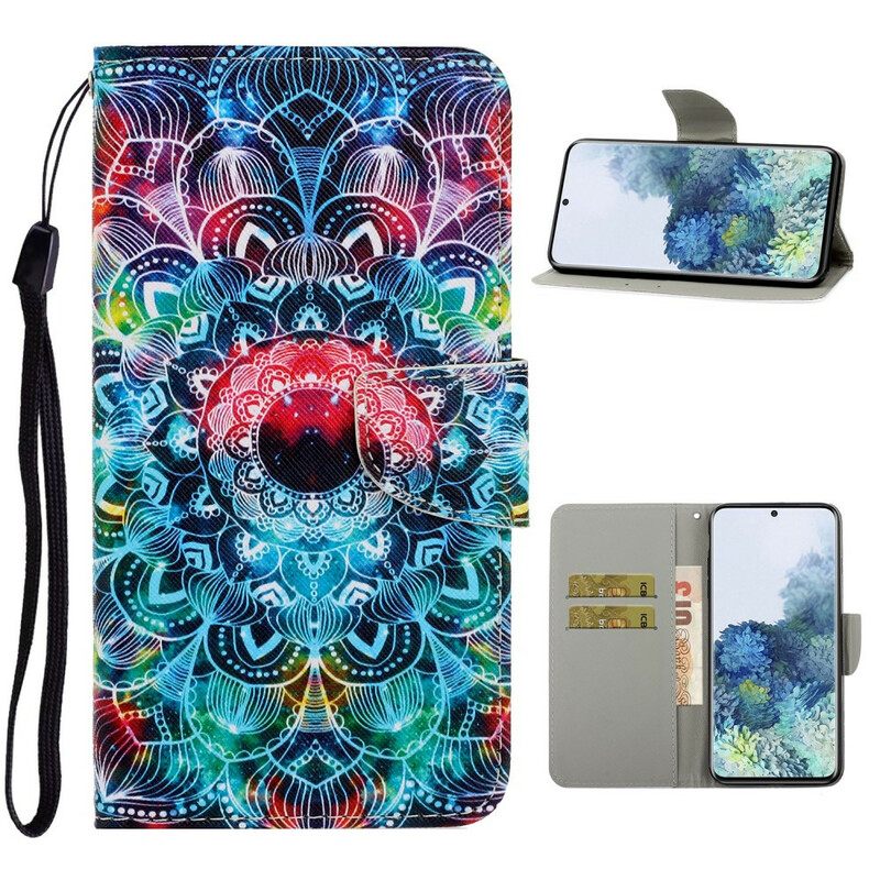 Κάλυμμα Samsung Galaxy S21 5G με κορδονι Φωτεινό Mandala Με Λουράκι