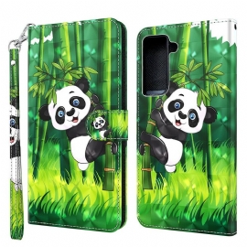 Θήκη Flip Samsung Galaxy S21 5G Panda Και Bamboo