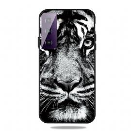 θηκη κινητου Samsung Galaxy S21 5G Ασπρόμαυρη Τίγρη