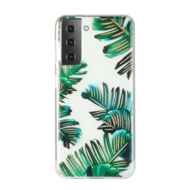 θηκη κινητου Samsung Galaxy S21 5G Διαφανή Πράσινα Φύλλα