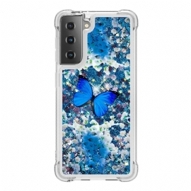 θηκη κινητου Samsung Galaxy S21 5G Glitter Blue Butterflies
