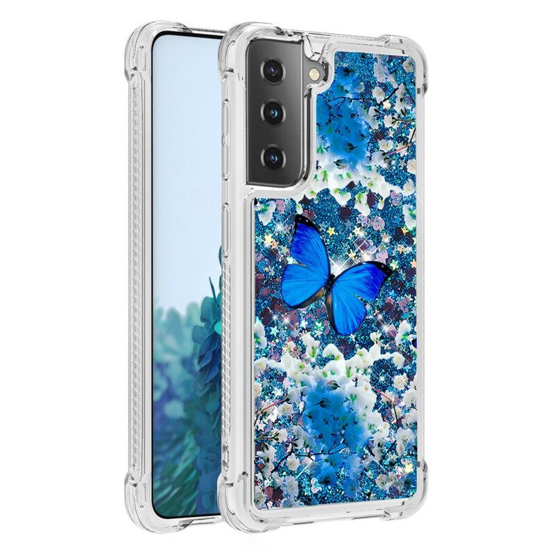 θηκη κινητου Samsung Galaxy S21 5G Glitter Blue Butterflies
