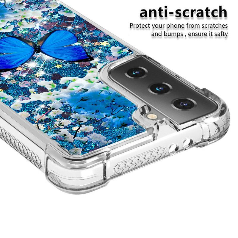 θηκη κινητου Samsung Galaxy S21 5G Glitter Blue Butterflies