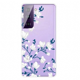 θηκη κινητου Samsung Galaxy S21 5G Λευκά Λουλούδια