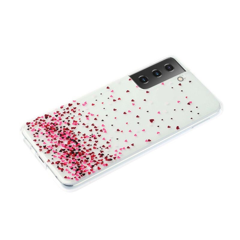 Θήκη Samsung Galaxy S21 5G Διαφανείς Πολλαπλές Καρδιές