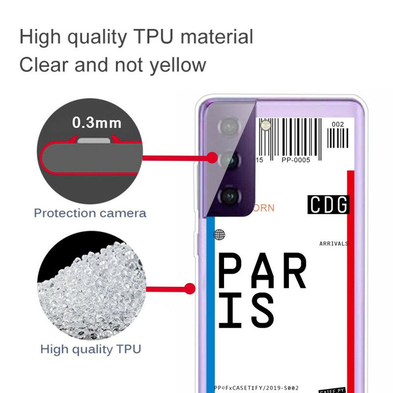 Θήκη Samsung Galaxy S21 5G Κάρτα Επιβίβασης Για Παρίσι
