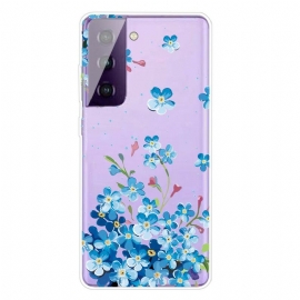 Θήκη Samsung Galaxy S21 5G Μπλε Λουλούδια