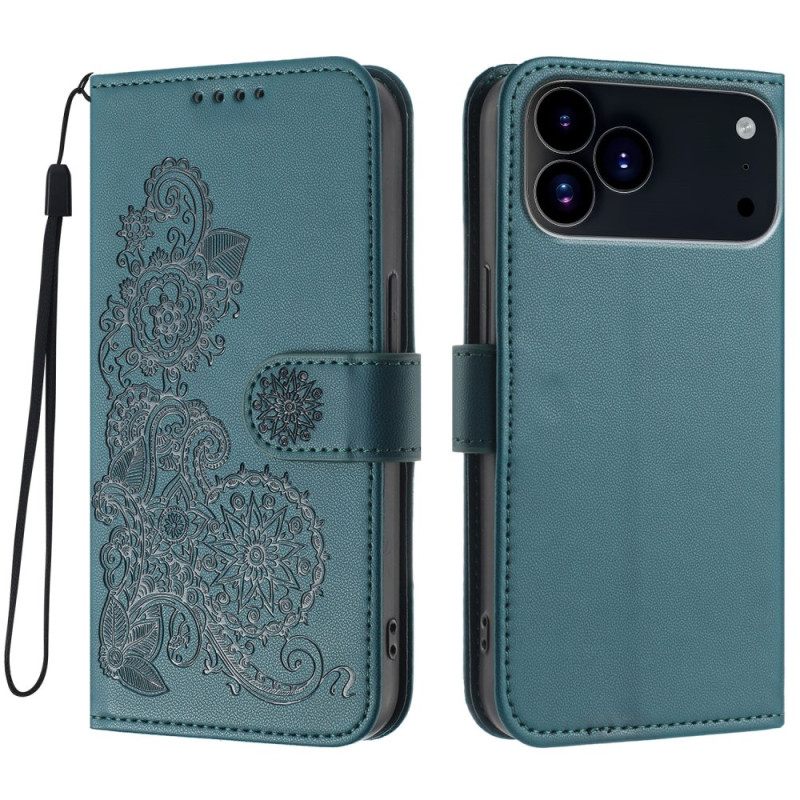 Δερματινη Θηκη iPhone 17 Pro Λουλουδάτη Δαντέλα