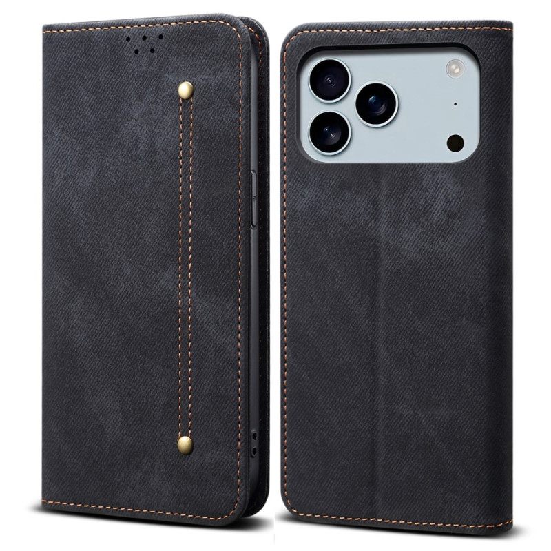 Δερματινη Θηκη iPhone 17 Pro Ύφασμα Τζιν