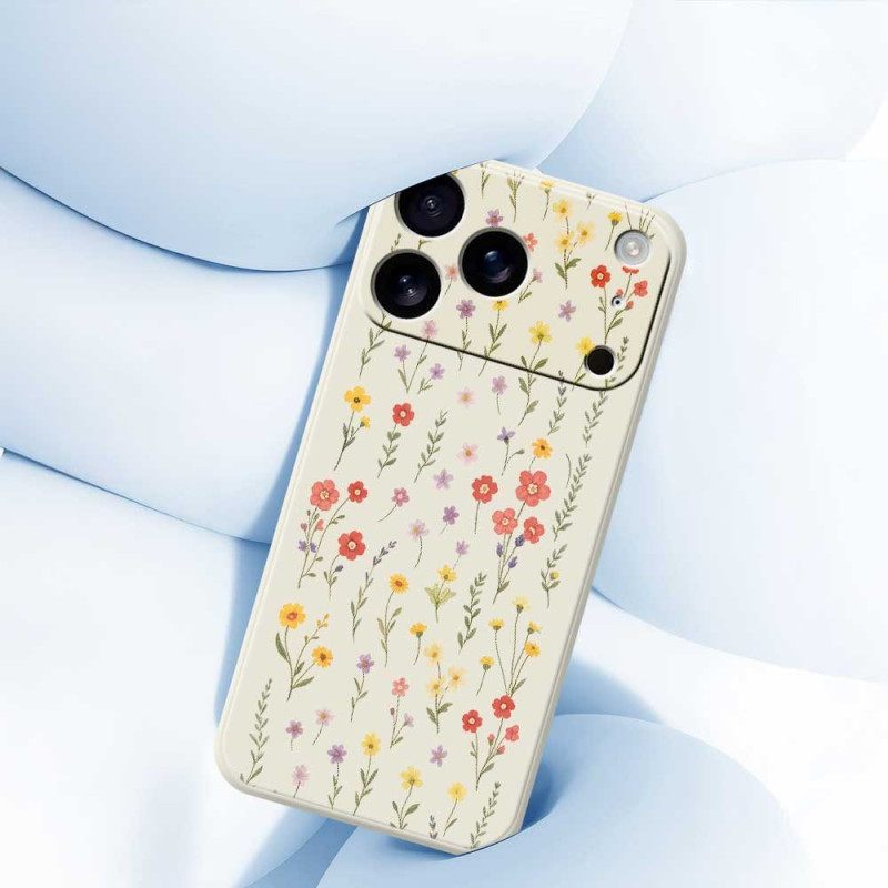 Κάλυμμα iPhone 17 Pro Λουλούδια Από Υγρή Σιλικόνη Σιλικόνης