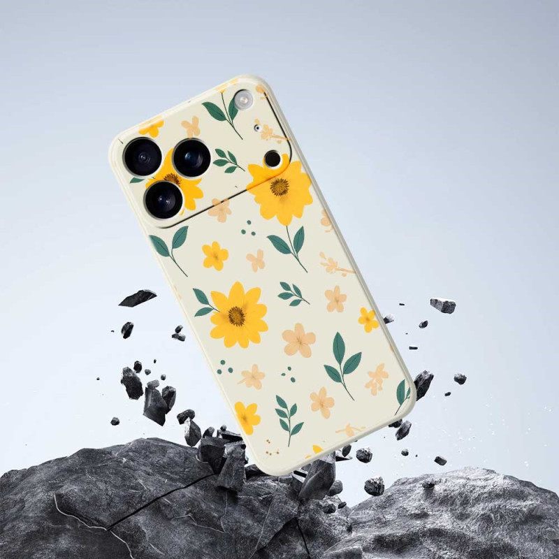 Κάλυμμα iPhone 17 Pro Μαργαρίτες Από Υγρή Σιλικόνη